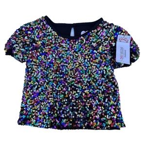 365 Kids from Garanimals Short Sleeve Sequin Top Girls Multicolor Rainbow 4 NWT